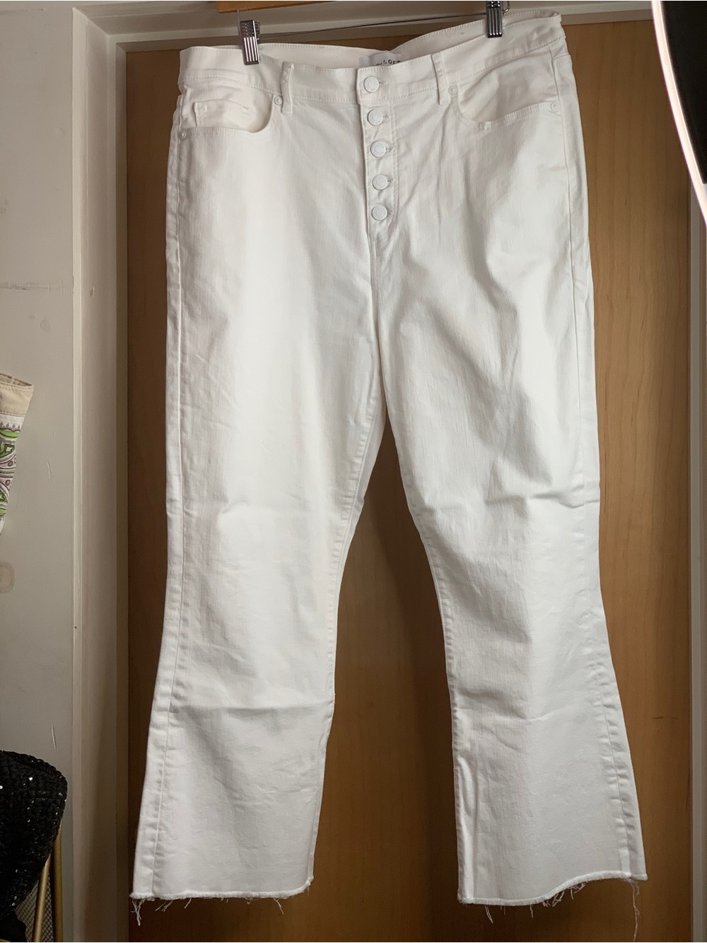 Loft High-Rise The Kick Crop Button-Fly Stretchy Jeans Size-32 Clean Girl